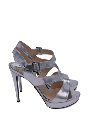 Prada Pre-Owned asymmetric strap platform sandal heels - Silver