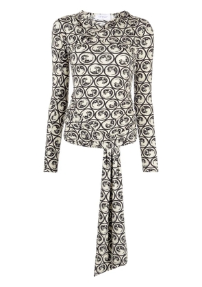 Off-White motif-print long-sleeve top - Neutrals