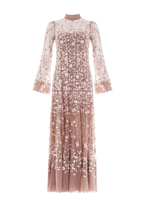 Needle & Thread Sylvia Rose long-sleeves midi dress - Neutrals