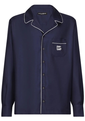 Dolce & Gabbana DG Essentials logo-patch silk shirt - Blue