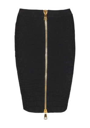 Balmain crocodile-effect zip-front mini skirt - Black