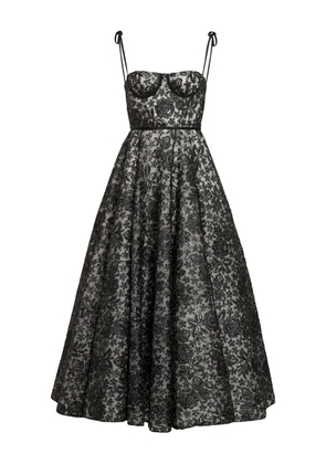 Giambattista Valli floral-embroidered corset midi dress - Black
