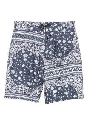 FENDI bandana-print silk shorts - Blue