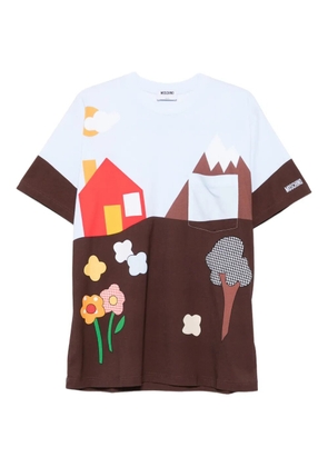 Moschino house-mountain print T-shirt - Blue