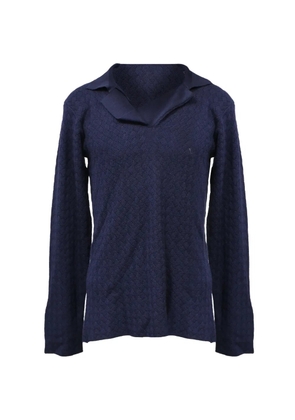 Giorgio Armani Pre-Owned notched-collar knitted sweater - Blue