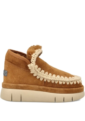 Mou Bounce braided-trim suede ankle boots - Brown