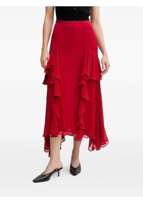 Hoss Intropia Renée ruffled-embellished midi skirt - Red