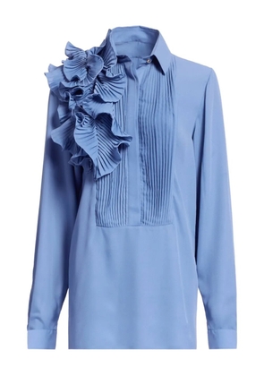 Elie Saab ruffled chiffon shirt - ORIENT BLUE
