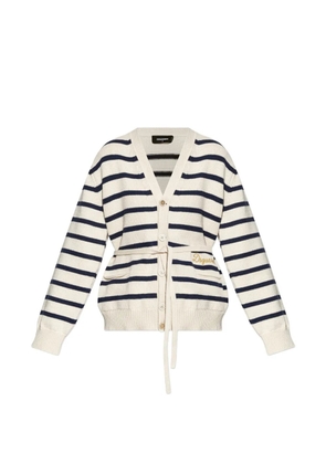 DSQUARED2 striped embroidered cardigan - Neutrals