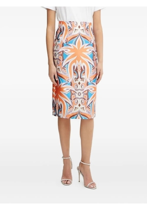 Silvian Heach abstract-print midi skirt - Orange