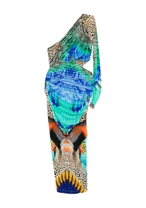 Camilla graphic-print one-shoulder dress - Blue