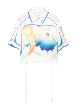 Casablanca printed silk top - White