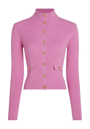 Karl Lagerfeld ribbed high-neck button cardigan - Pink