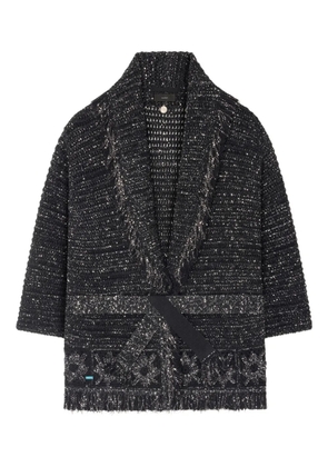 Alanui City Lights fringed sequin cardigan - Black