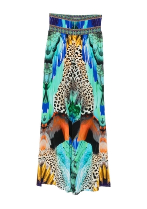 Camilla graphic-pritn trousers - Blue