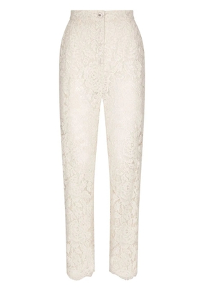 Dolce & Gabbana floral-lace trousers - White