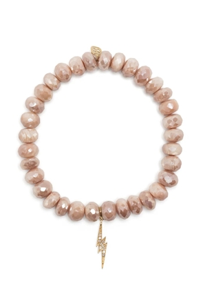 Sydney Evan 14kt yellow gold Lightning Bolt charm bracelet - Pink