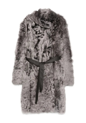 Yves Salomon belted shearling coat - Grey