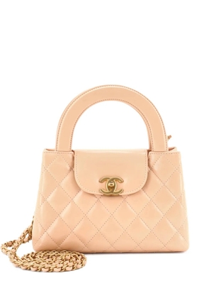 CHANEL Pre-Owned Kelly Top Handle Shopping Bag Quilted Shiny Aged Calfskin Mini satchel - Neutrals