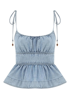ZIMMERMANN Wanderlust ruffled denim cami - Blue