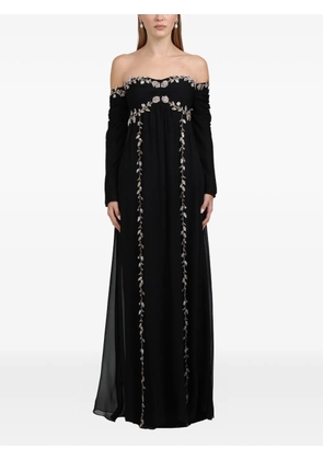 Dina Melwani embellished off-shoulder gown maxi dress - Black