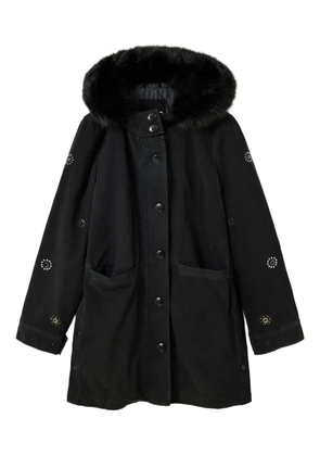 Desigual embellished fur-trimmed parka - Black