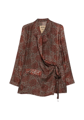 Uma Wang floral-print tie-fastening blazer - Grey