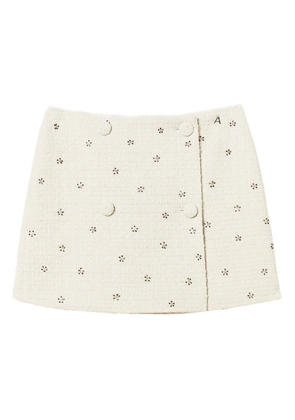 TWINSET embellished bouclé mini skirt - White