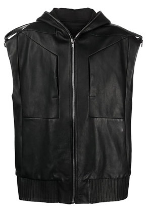 Rick Owens Lido sleeveless hooded leather jacket - Black