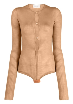 Sportmax ribbed-knit button-up bodysuit - Neutrals