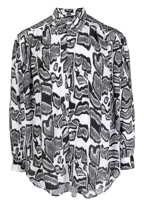 Edward Crutchley abstract-pattern long-sleeve shirt - White