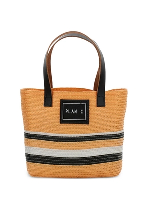 Plan C woven logo-patch shoulder bag - Orange