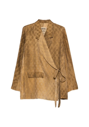 Uma Wang diamond-pattern tie-waist blazer - Brown