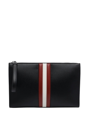 Bally large Mythos striped zip leather clutch bag - Black