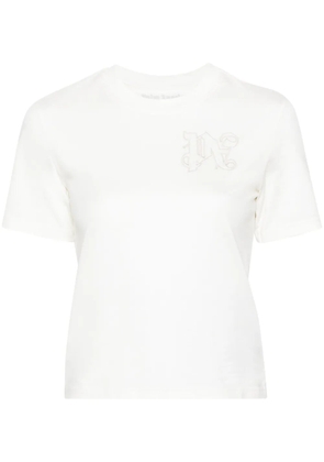 Palm Angels logo-embroidered cotton T-shirt - Neutrals