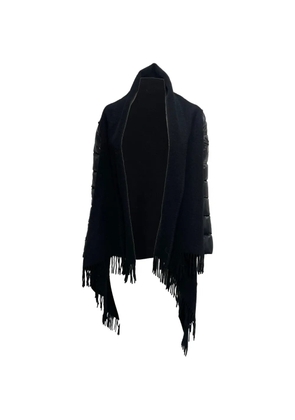 Moncler Vintage sleeve fringe cape coat - Black