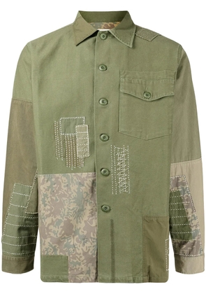 Maharishi patchwork-detail cotton shirt - Green