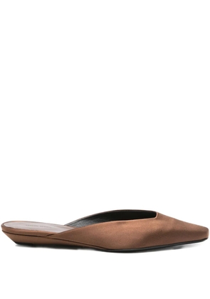 Loulou Liz satin pointed-toe mules - Brown