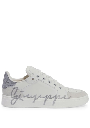Giuseppe Zanotti Gz94 glittered-logo leather sneakers - White
