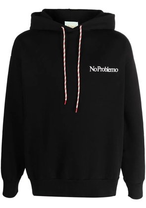 Aries slogan-print cotton hoodie - Black