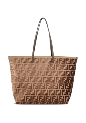 FENDI FF logo velvet tote bag - Brown