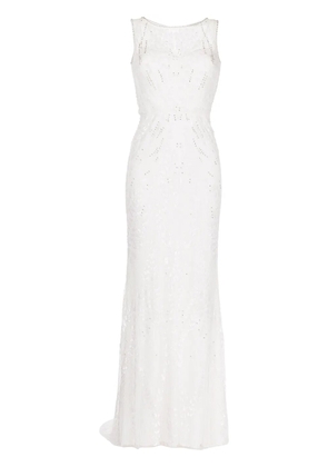 Jenny Packham crystal-embellished embroidered fitted gown - White