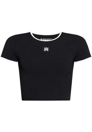 AMIRI ribbed embroidered logo crop top - Black