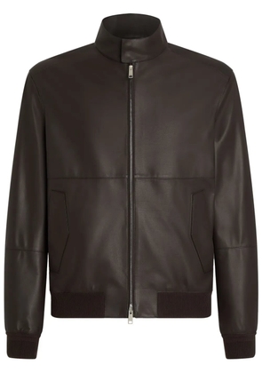 Zegna leather bomber jacket - Brown