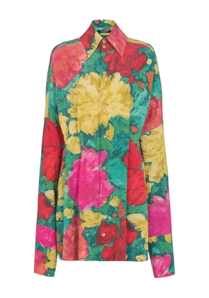 Balmain floral-print shirt dress - Green