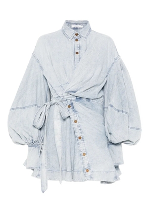 ZIMMERMANN Rebellion button tie-waist mini dress - Blue