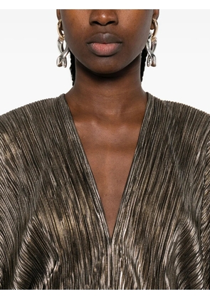 ROSERRY Athens pleated V-neck maxi dress - Gold