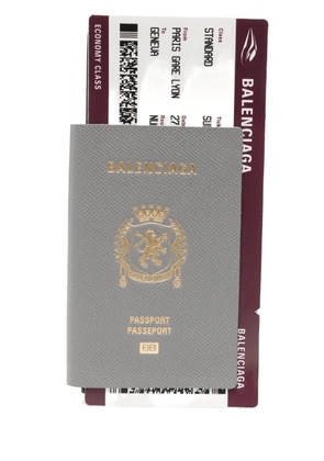 Balenciaga 1 Ticket leather passport wallet - Grey