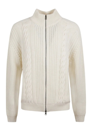Tagliatore cable knit zip sweater - White