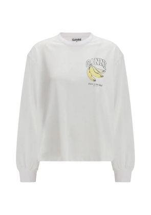 GANNI long sleeve print T-shirt - White